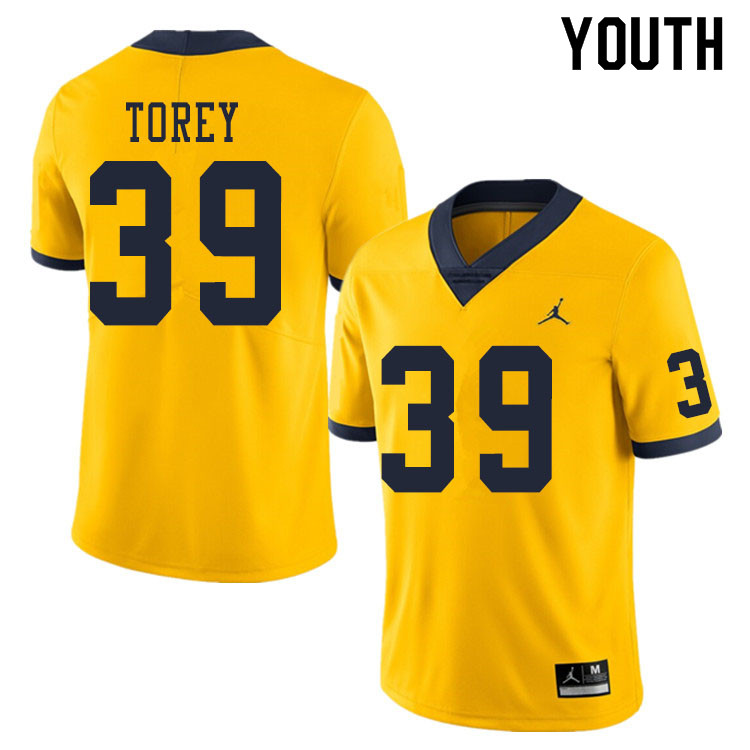 Youth #39 Matt Torey Michigan Wolverines College Football Jerseys Sale-Yellow